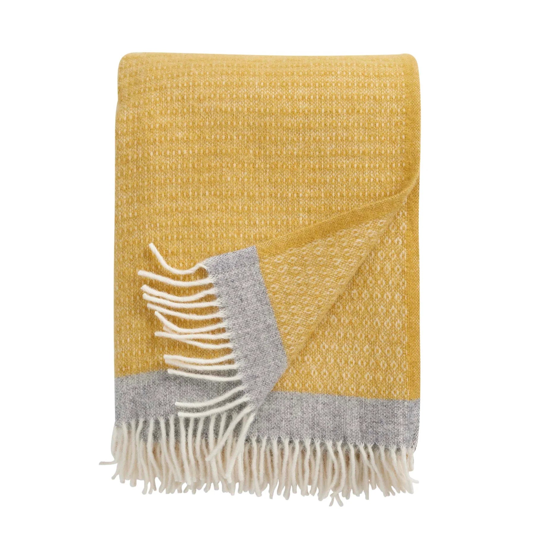 Klippan - Harald yellow/grey, woven throw 100% lambs wool oeko-tex
