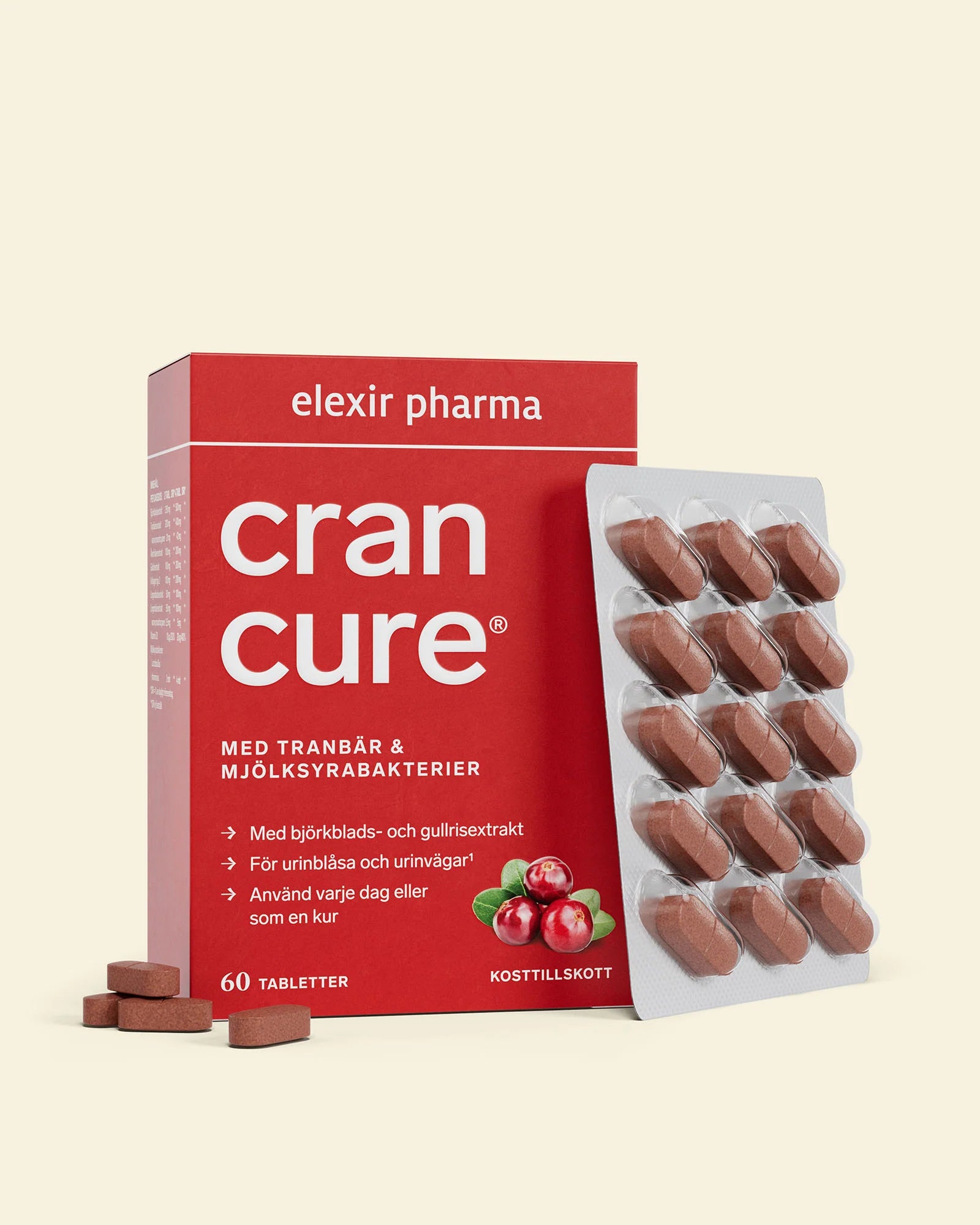 Elexir Pharma Cran Cure Tranbär Plus För Magenr 60 tabletter
